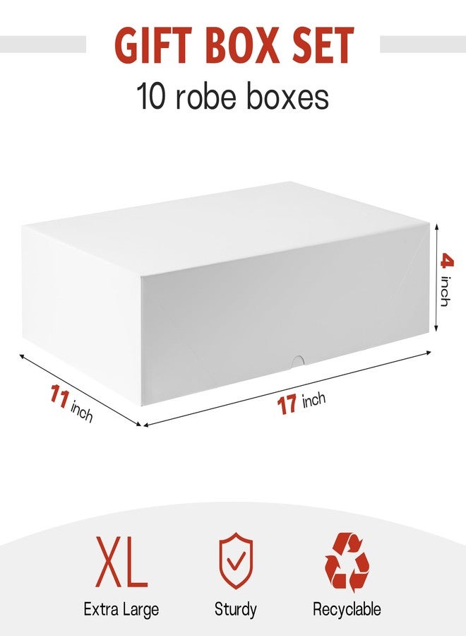 ZORRITA 10 Pack Extra Large Deep Gift Boxes with Lids for Presents, 17 x 11 x 4 Inch Robe Boxes White Auto Pop-up Box for Clothes Christmas - Image 2